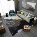 Green and blue bedroom rug Modern abstract twisted line pattern rug Polyester non-slip backing rug