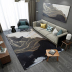 Green and blue bedroom rug Modern abstract twisted line pattern rug Polyester non-slip backing rug