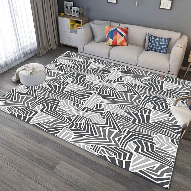 Modern living room carpet in gray abstract twisted line pattern carpet polyester non-slip backing carpet