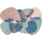 Novelty Living Room irregular rug in gray and blue color block print rug polyester non-slip backing area rug