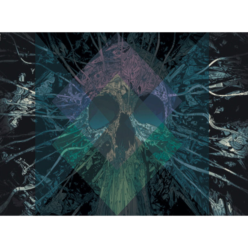 Modern living room rug in black skull diamond print rug polyester non-slip pet-friendly rug