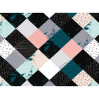 Multicolored Bedroom Rug Modern Geometric Square Pattern Area Rug Polyester Washable Pet-Friendly Rug