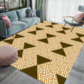 Yellow bedroom rug modern triangle labyrinth pattern rug polyester stain-resistant rug