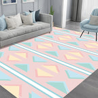 Contemporary modern rug in pink triangle pattern rug polyester stain-resistant rug for home decor