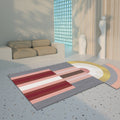 Red and Gray Irregular Carpet Bedroom Novelty Color Block Pattern Area Rug Polyester Non-Slip Backing Rug