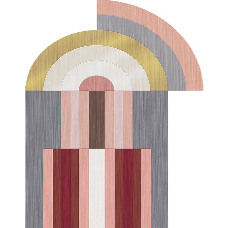Red and Gray Irregular Carpet Bedroom Novelty Color Block Pattern Area Rug Polyester Non-Slip Backing Rug