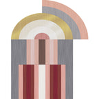 Red and Gray Irregular Carpet Bedroom Novelty Color Block Pattern Area Rug Polyester Non-Slip Backing Rug