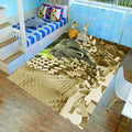 Children’s children's room carpet in brown and green animal lion elephant deer print carpet polyester non-slip carpet