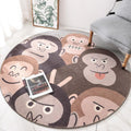 Casual Kids Carpet in Green and Blue Animal Lion Panda Penguin Pattern Carpet Wool Washable Carpet for the Children's Room