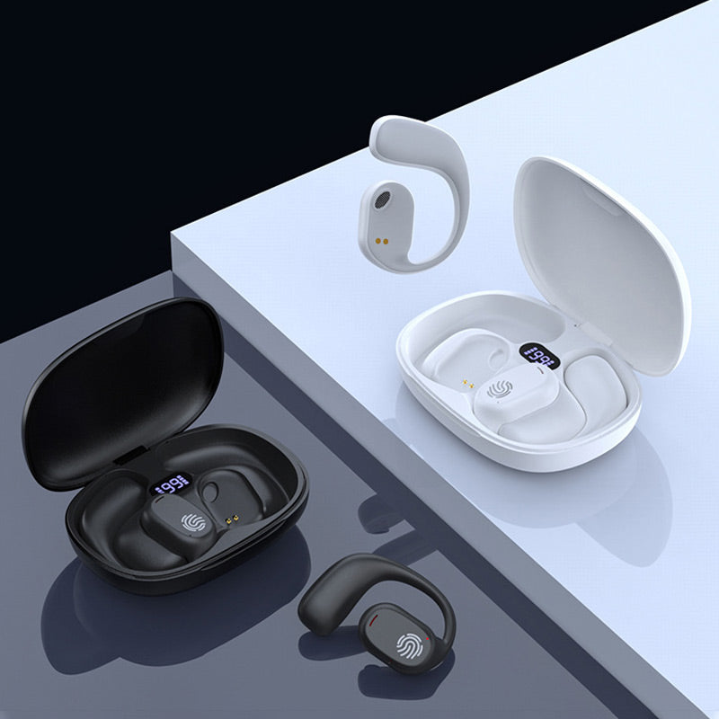 Bluetooth headphones with bone conduction and real ear hook