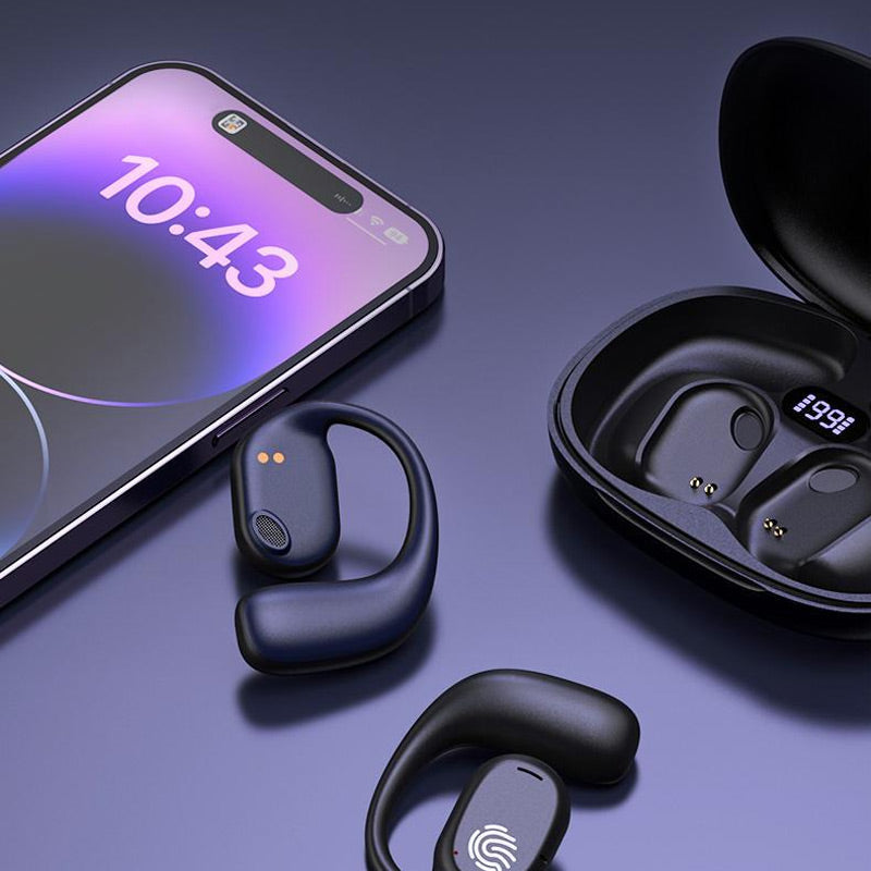 Bluetooth headphones with bone conduction and real ear hook