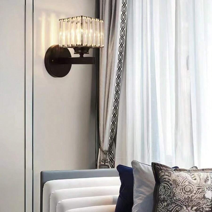 Crystal Glass Wall Light With Modern Arm Design