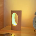 Japanese solid wood rectangular column LED night lamp USB table lamp