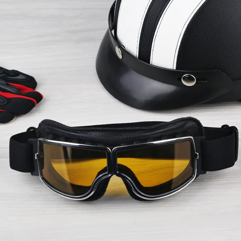 RoadRider | Vintage Motorcycle Goggles with Interchangeable Lenses and Comfort Padding