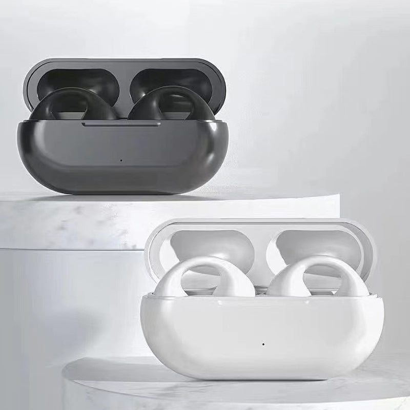 Bone conduction headphones with clip for the ear, wireless