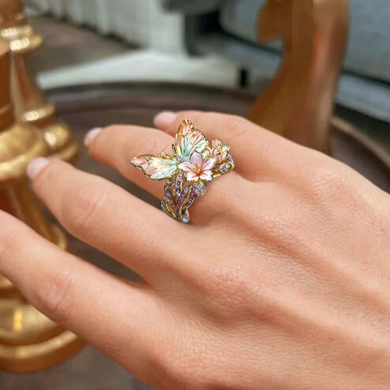 Butterfly flower ring