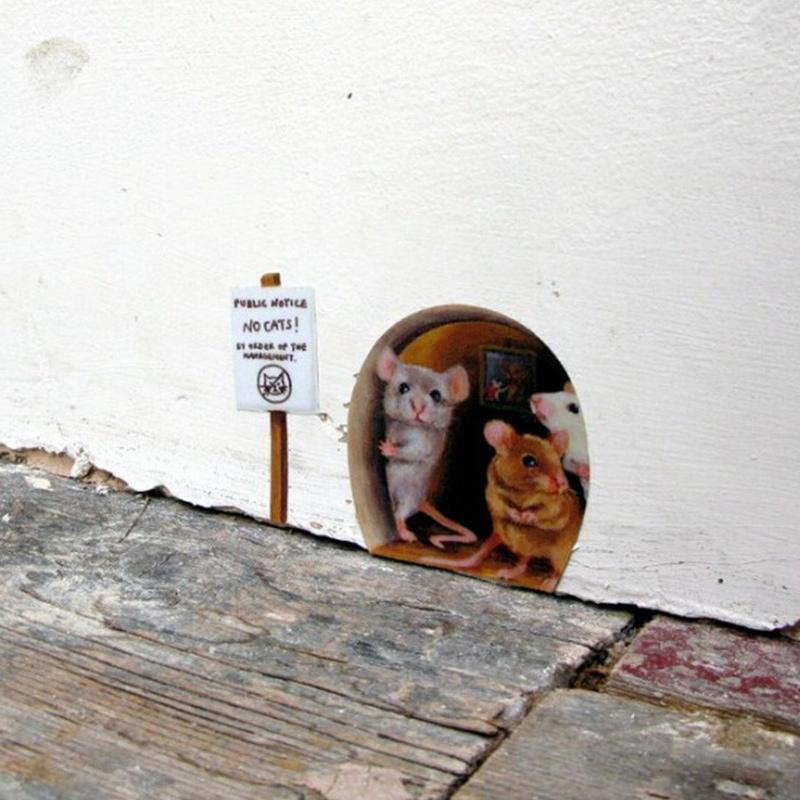 Realistic 3D Mouse Hole Wall Sticker