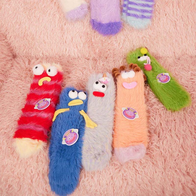 Coral velour three-dimensional original socks
