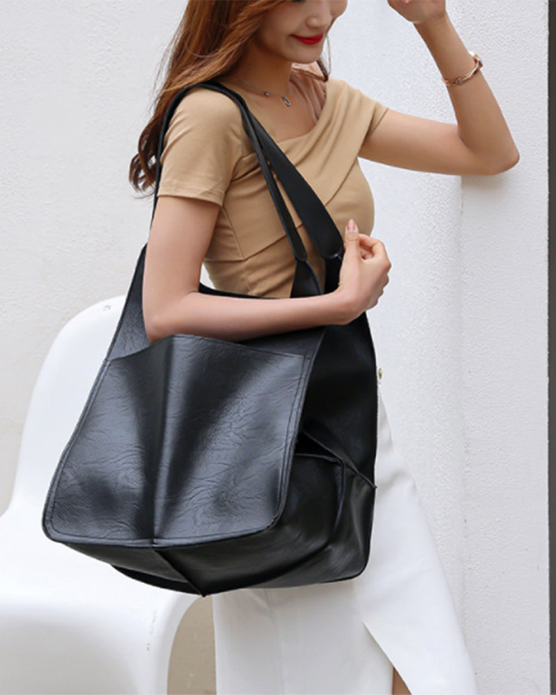Chic & Sustainable Leather Bag with Large Capacity - Elegant, Versatile Women's Handbag