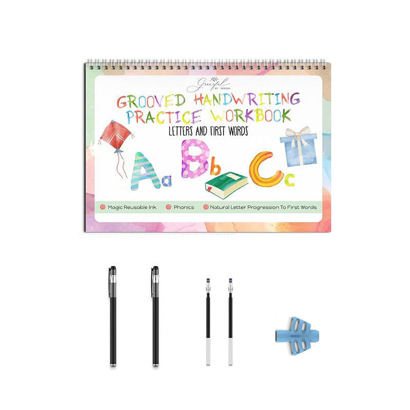 Reusable ribbed handwriting workbooks