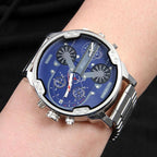 Stainless Steel Chronograph Quartz Watch – Elegant Men’s Luxury Timepiece