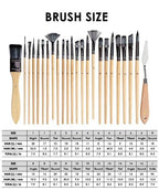Artist Paint Brush Set | 24 Nylon Brushes with 7 Shapes & Palette Knife | Acrylic, Oil & Watercolor