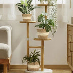 Decorative plant baskets made of seagrass in a set of 3 – Handwoven flower pots with foil insert