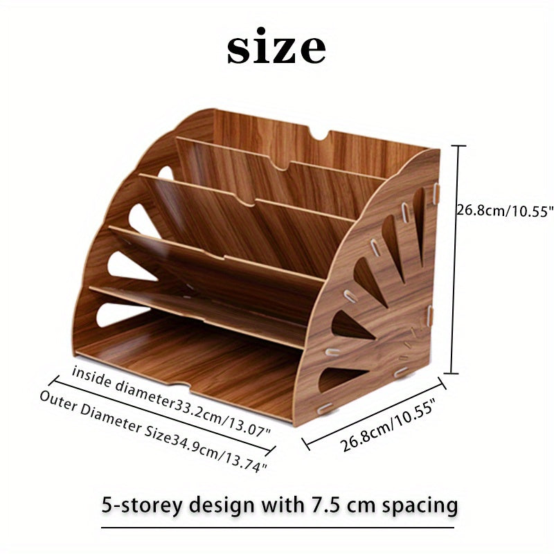 Wooden Desk Organizer with 5 Layers – Fan Design MDF