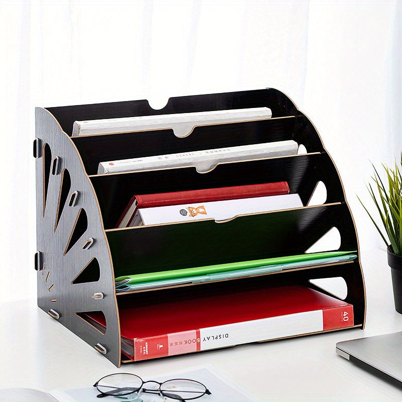 Wooden Desk Organizer with 5 Layers – Fan Design MDF