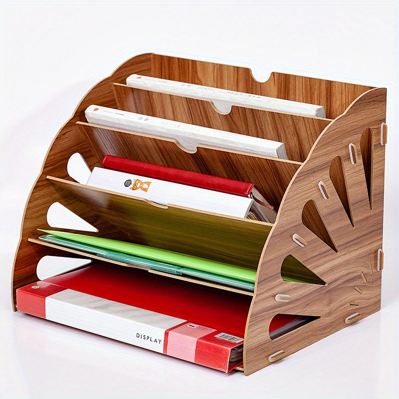 Wooden Desk Organizer with 5 Layers – Fan Design MDF