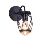 Waist Drum Frame Restaurant Wall Lamp Vintage Metallic 1 Light Black Wall Mounting Lighting Fixture