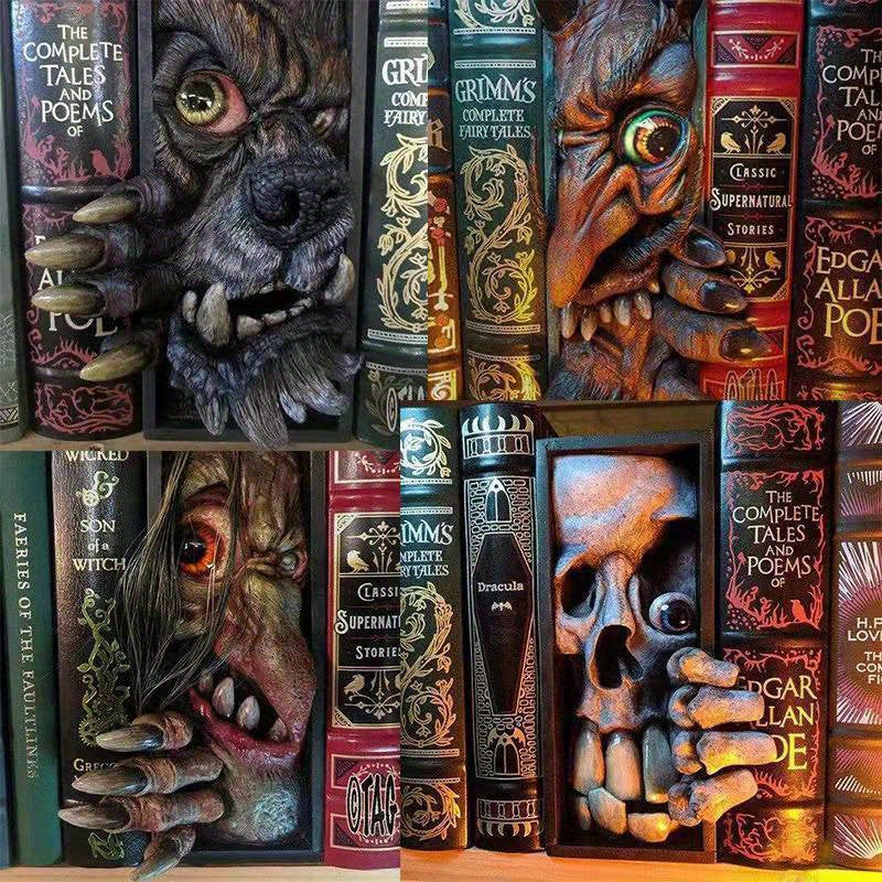 Mystical Charm - Unique Monster Bookend in Black and Grey
