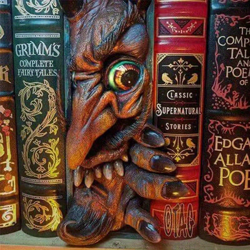 Mystical Charm - Unique Monster Bookend in Black and Grey