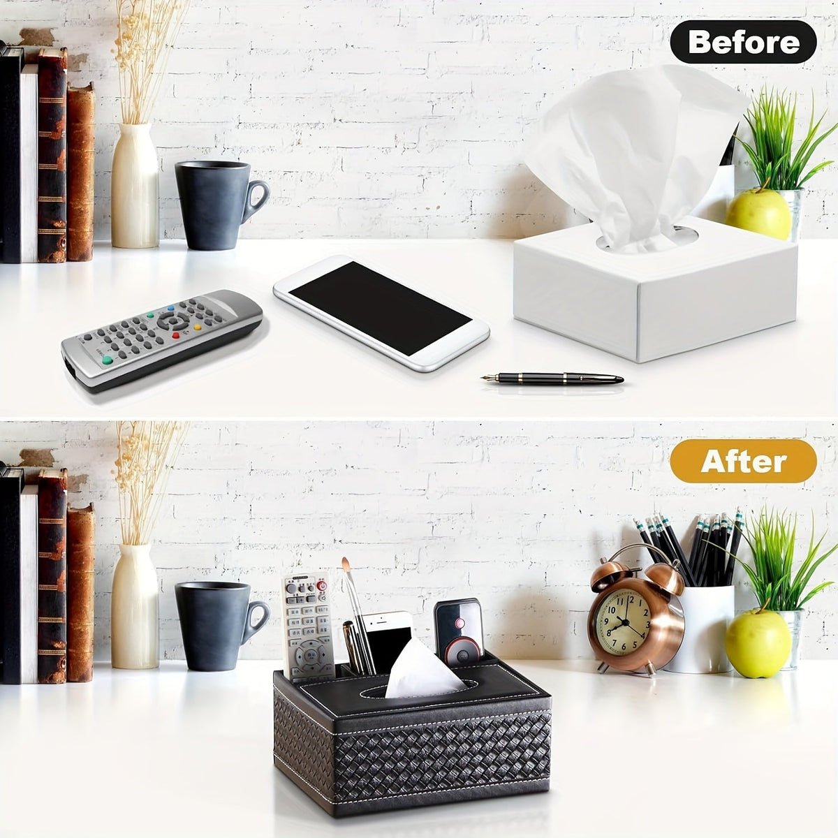 Chic Organizer - Luxury Faux Leather Storage Box with 4 Compartments