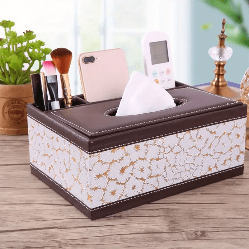 Chic Organizer - Luxury Faux Leather Storage Box with 4 Compartments