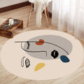 Ivory Irregular Bedroom Rug Novelty Abstract Face Pattern Area Rug Polyester Anti-Slip Back Rug