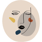 Ivory Irregular Bedroom Rug Novelty Abstract Face Pattern Area Rug Polyester Anti-Slip Back Rug