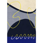 Blue and Green Abstract Carpet Polyester Modernist Carpet Washable Pet-Friendly Area Rug for the Living Room