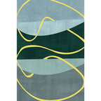 Blue and Green Abstract Carpet Polyester Modernist Carpet Washable Pet-Friendly Area Rug for the Living Room