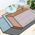 Novelty Living Room Irregular Rug Colorful Color Block Cube Print Rug Polyester Stain Resistant Rug
