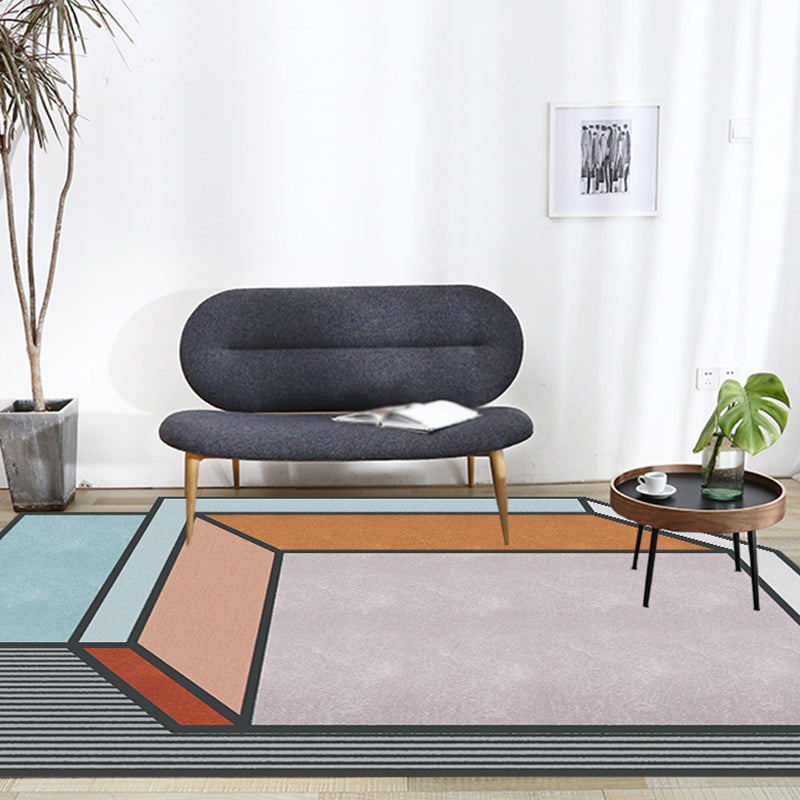 Novelty Living Room Irregular Rug Colorful Color Block Cube Print Rug Polyester Stain Resistant Rug