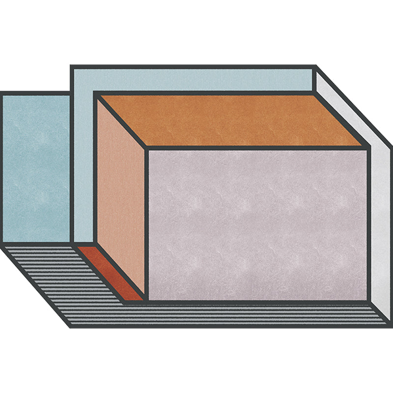 Novelty Living Room Irregular Rug Colorful Color Block Cube Print Rug Polyester Stain Resistant Rug
