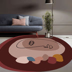 Simple Novelty Irregular Carpet in Brown Abstract Face Pattern Carpet Polyester Stain-Resistant Area Rug for Home Decoration