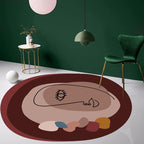 Simple Novelty Irregular Carpet in Brown Abstract Face Pattern Carpet Polyester Stain-Resistant Area Rug for Home Decoration