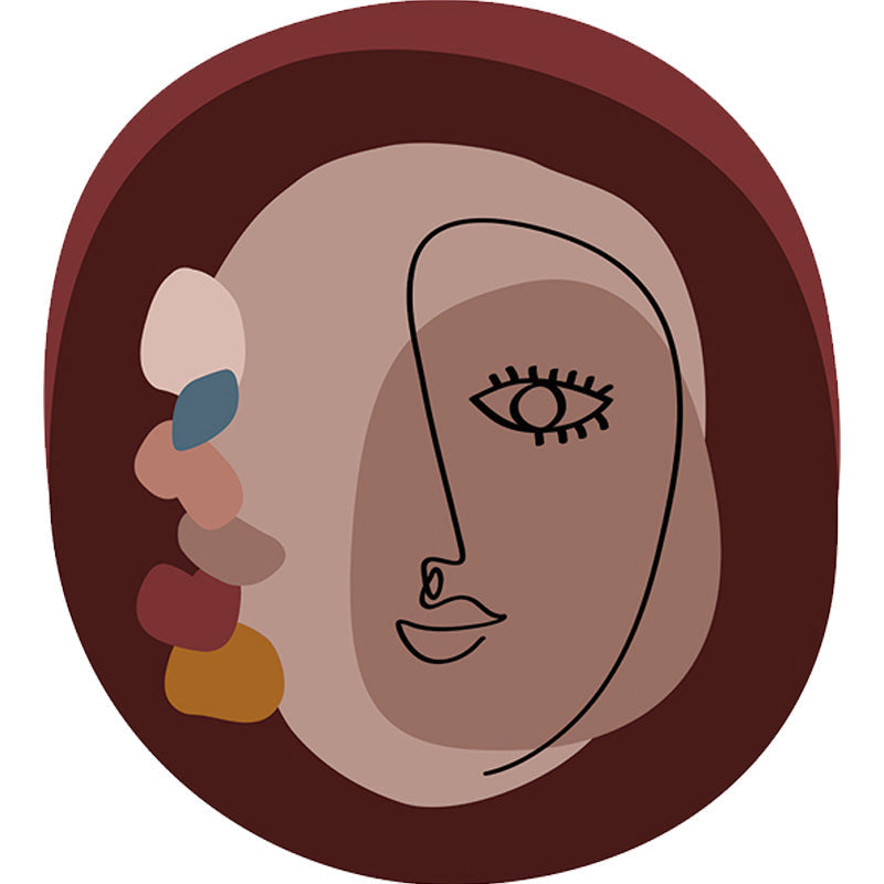 Simple Novelty Irregular Carpet in Brown Abstract Face Pattern Carpet Polyester Stain-Resistant Area Rug for Home Decoration