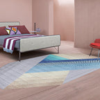 Blue irregular bedroom carpet novelty stripes geometric pattern carpet polyester non-slip backing carpet