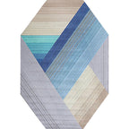 Blue irregular bedroom carpet novelty stripes geometric pattern carpet polyester non-slip backing carpet