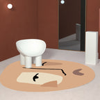 Brown irregular bedroom rug novelty abstract painting pattern area rug polyester pet-friendly rug