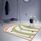 Gray and Green Irregular Area Rug Bedroom Novelty Color Block Pattern Area Coverage Polyester Non-Slip Carpet