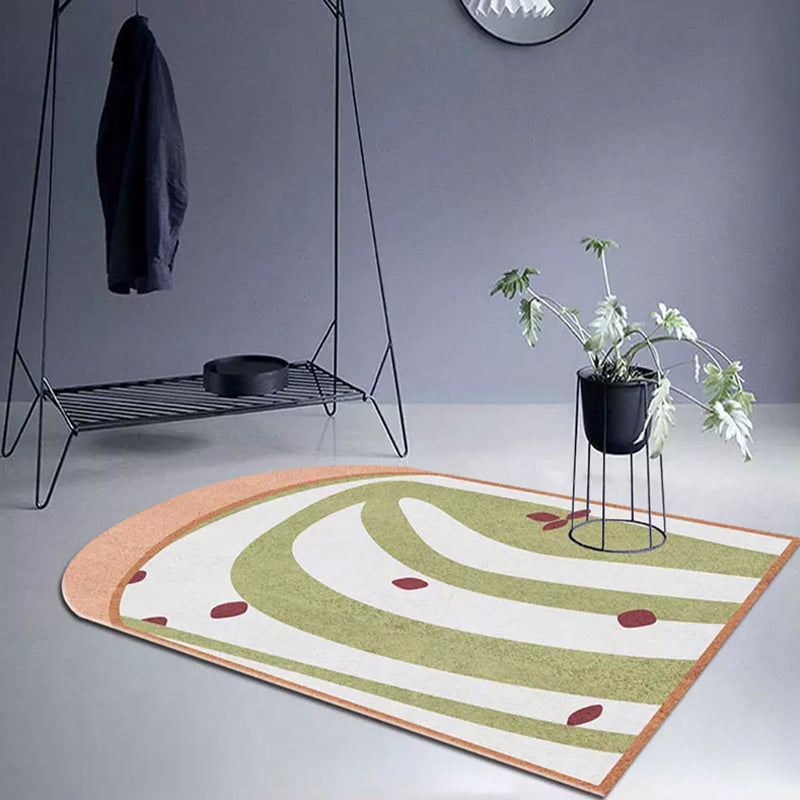 Gray and Green Irregular Area Rug Bedroom Novelty Color Block Pattern Area Coverage Polyester Non-Slip Carpet
